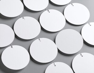 Blank curled sticker mockup isolated. Circular label template. 3D rendering