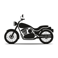 Obraz premium Classic black cruiser motorcycle silhouette vector icon for design elements