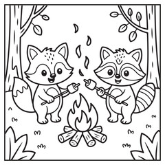 Autumn Animals Coloring Pages