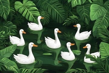 Obraz premium Mandarin ducks frolicking in the pond of a classical chinese garden