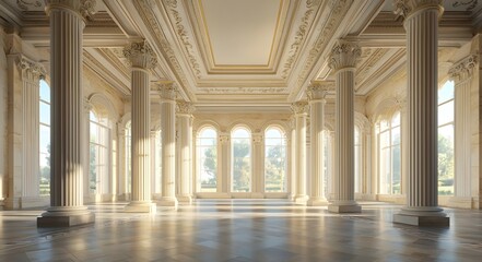 Fototapeta premium The grand interior of a colonnaded hall