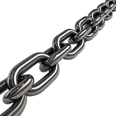 Obraz premium 3D render of a realistic chain in chrome and black finish, detailed chain links, industrial style design, metallic texture, high-quality digital illustration, modern art piece with a sleek appearance