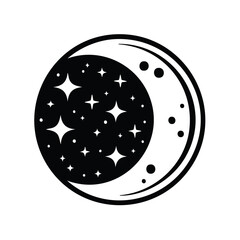 Crescent moon with stars celestial illustration
