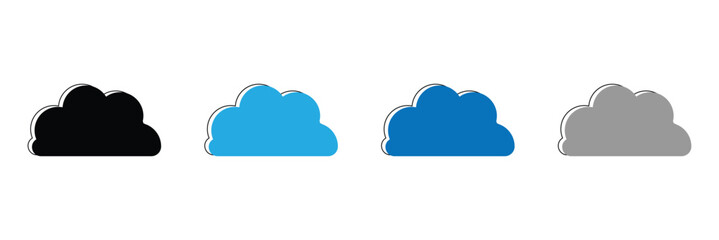 Cloud icons vector pack in black and blue colors .Vector illustration . in eps 10 .