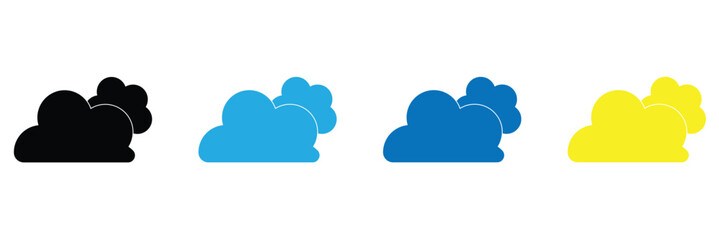 Cloud icons vector pack in black and blue colors .Vector illustration . in eps 10 .