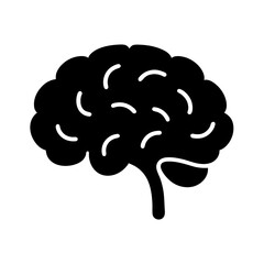 Stylized black brain icon with simple white curves representing convolutions