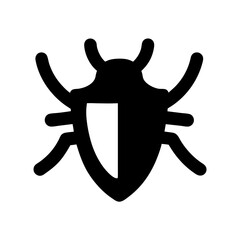 Stylized Black Vector Image of a Bug with a Shield Pattern