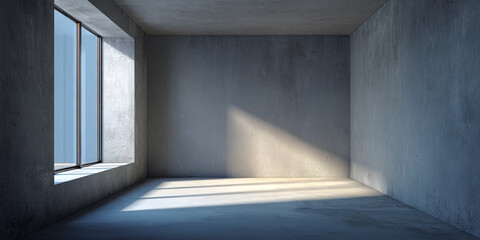 Fototapeta premium Empty concrete room with window light interior
