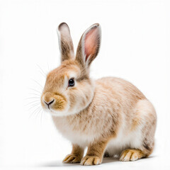 Obraz premium Adorable Bunny: A fluffy, brown bunny stands gracefully, captured in stunning detail, perfectly showcasing its soft fur and endearing charm, embodying the essence of gentle pet.