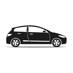 Fototapeta premium Sleek black hatchback vehicle silhouette side view vector illustration for transportation