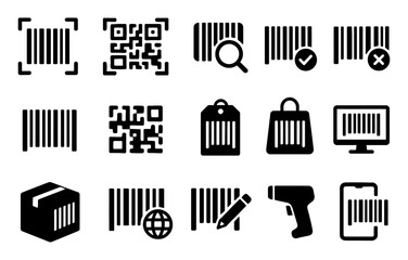 Barcode and qr code icons for scanning and shopping utility