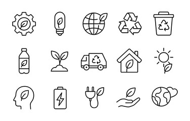Eco-friendly symbols: minimalist icons for recycling and sustainability