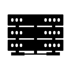 Stylized ThreeLayer Server Rack Silhouette for Networking and Data Storage