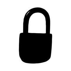 Simple Black Lock Illustration Emphasizing Security and Protection in a Cartoon Style