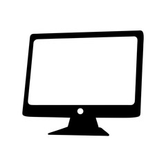 Stylized computer monitor icon with a thick black border and stand