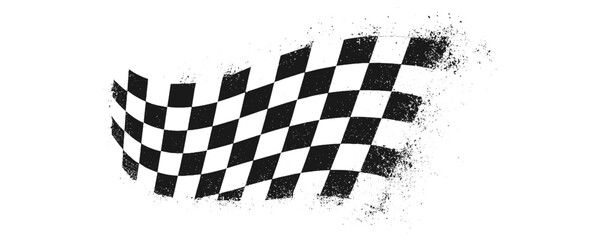 Distressed Checkered Flag Illustration with Wavy Grunge Effect