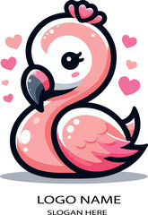 Cute Baby Flamingo African Safari Animal logo icon vector white background .