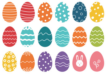 A festive collection of colorful easter eggs with various patterns, isolated on white background, perfect for spring holiday decorations and celebrations