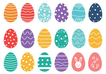 A festive collection of colorful easter eggs with various patterns, isolated on white background, perfect for spring holiday decorations and celebrations