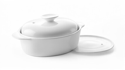 White ceramic casserole dish
