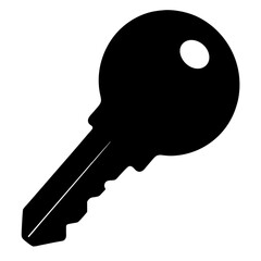 Simple Black Key Silhouette for Security and Access Control Design Element