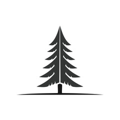 Monochrome Conifer Tree Silhouette, Evergreen Symbol, Forest Nature Graphic Design Element