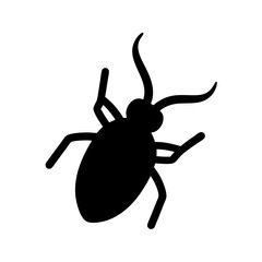 Stylized black silhouette of a cockroach on a white background
