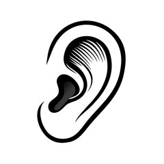 Stylized Human Ear with Outer Ear Canal and Helix Detail in Black and White