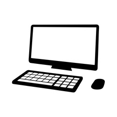 A modern computer desktop setup, complete with monitor, keyboard, and mouse