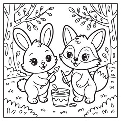Autumn Animals Coloring Pages