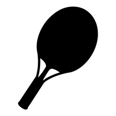 Black and white graphic of a tennis racket silhouette on white background