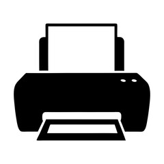 Simple black printer icon for home or office use illustration