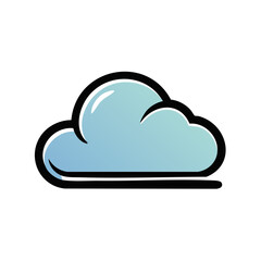 Fototapeta premium Stylized cartoon cloud illustration with light blue and black outlining design