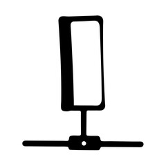 Abstract illustration featuring a rectangular frame on a crossbar stand with unique design