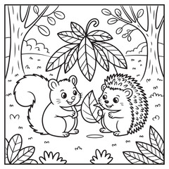 Autumn Animals Coloring Pages