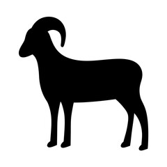 Silhouette of a majestic ram standing gracefully in solid black