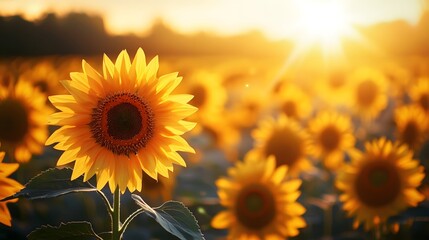 Sunflower fields under the sunshine