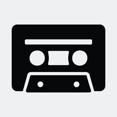 Silhouette audio cassette tape vintage technology vector illustration