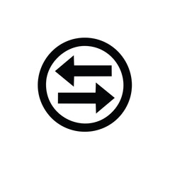 Minimalist exchange icon with two opposite arrows inside a circle for transfer or transaction concepts