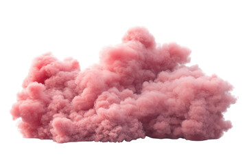 Pink cotton candy cloud formation isolated on transparent background. Pink smoke cloud isolated on white background.