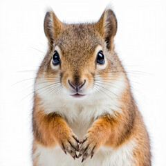 Obraz premium Squirrel's Pensive Gaze: A close-up, high-definition portrait of a curious squirrel, its expressive eyes and poised posture hinting at the wild's gentle side.