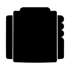 Black and white vector illustration of stack of files with tabs