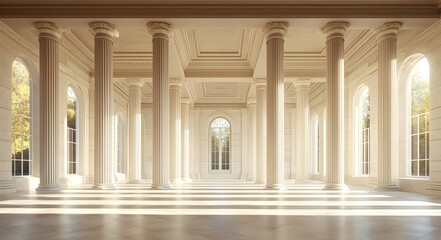 Fototapeta premium The grand interior of a colonnaded hall