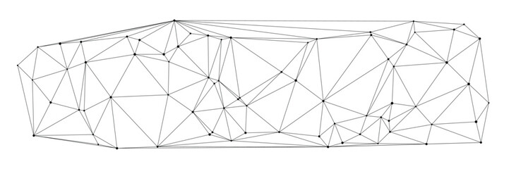 Fototapeta premium Abstract geometric mesh of connected triangles and nodes ideal for technology backgrounds, science presentations, or modern web design on white isolated vector illustration
