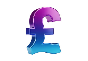 Fototapeta premium Sterling pound symbol gradient metallic isolated on a transparent background currency finance