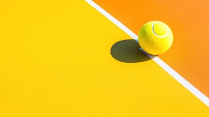Tennis ball on colorful court surface
