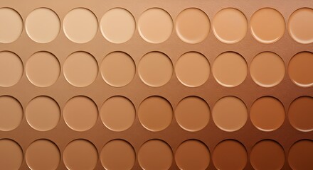 Circular foundation pans arranged in gradient from light to deep skin tones