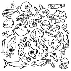 Sketch fish cartoon