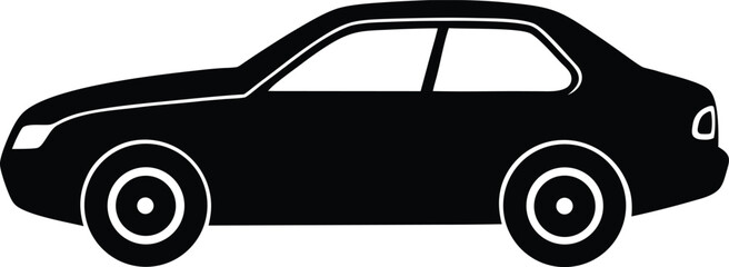 black silhouette a car on white background.eps