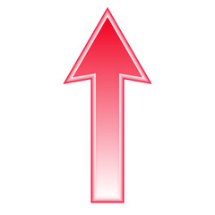 Bright 3d glowing neon Green arrow pointing up with transparent background light effect for digital graphic design direction symbol interface element